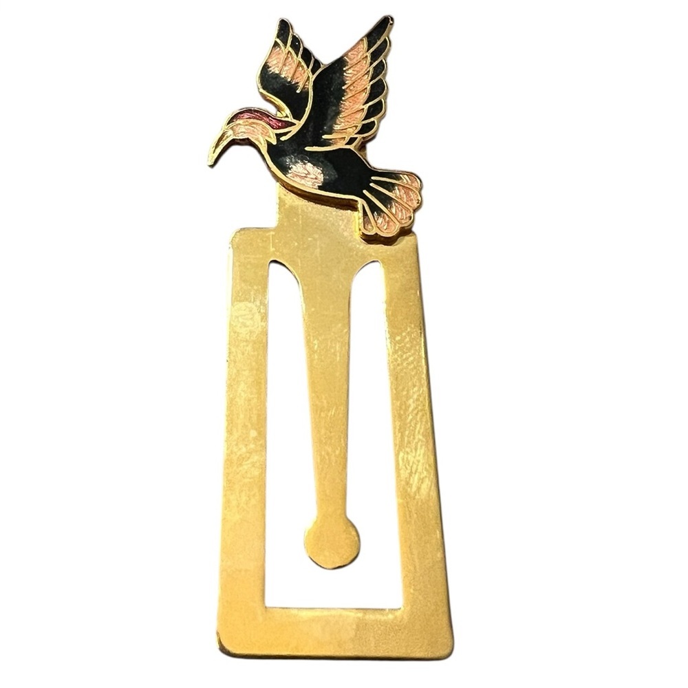 Cloisonné Gold and Black Bird Bookmark